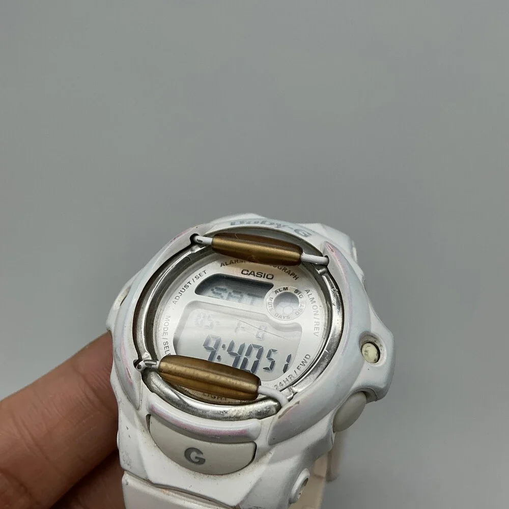Casio Baby-G BG-169R Womens Watch 43mm White Digital Resin Alarm New Battery